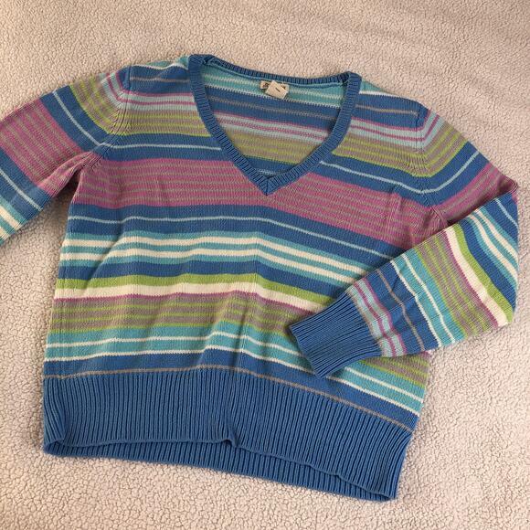 Cotton candy pastel striped retro vneck sweater XL - Picture 2 of 4
